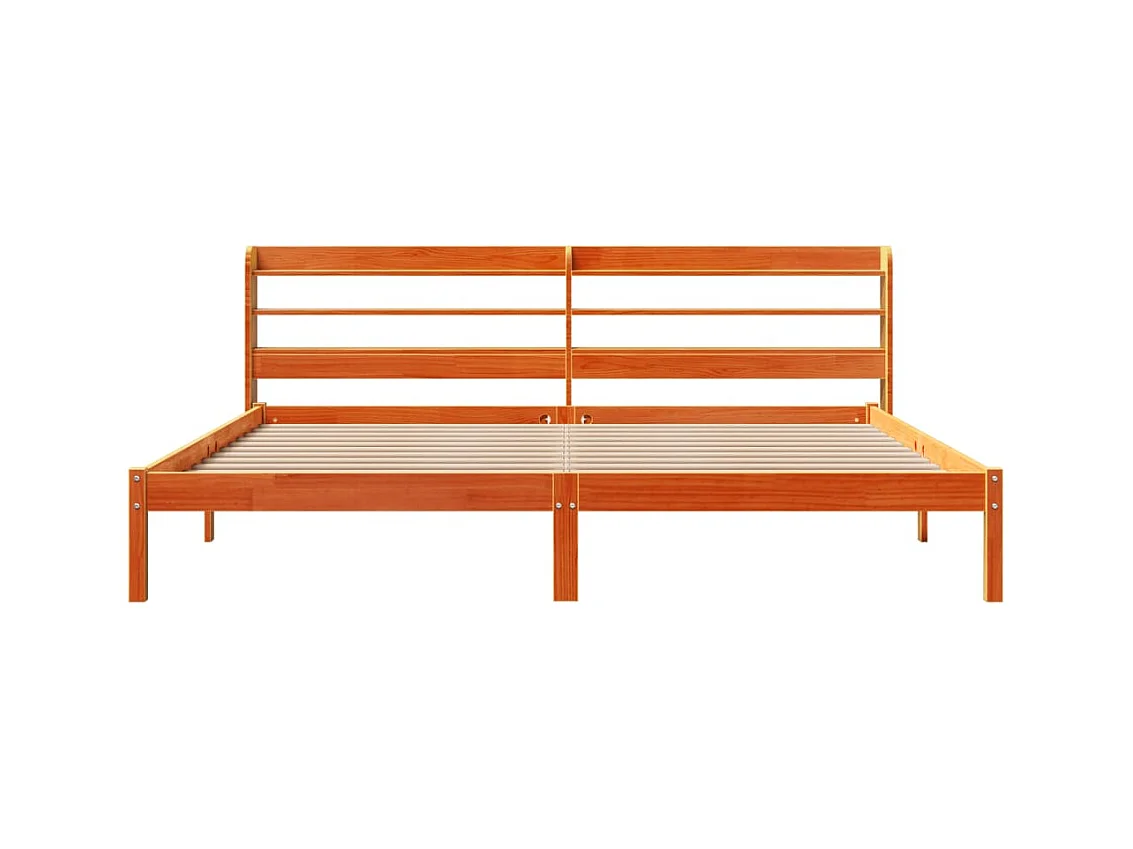 Cadre de lit et tête de lit sans matelas cire marron 180x200 cm