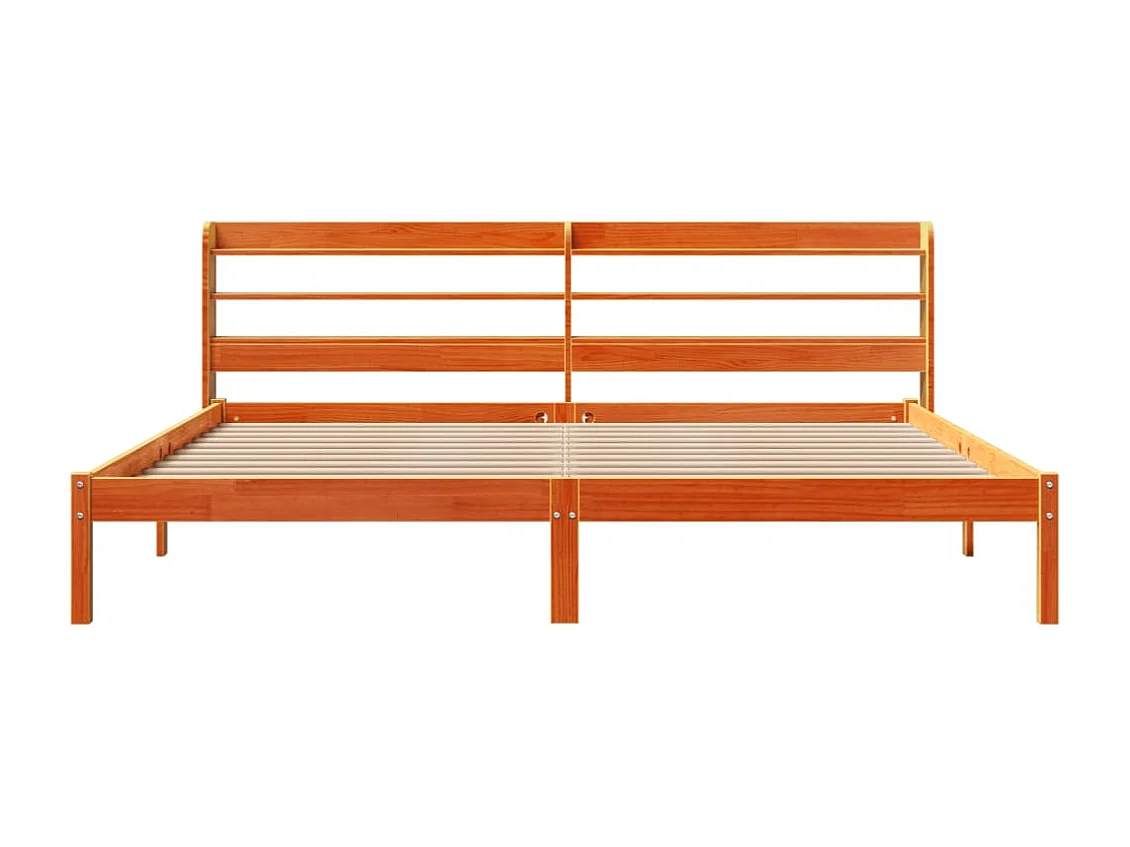 Bettgestell mit Kopfteil ohne Matratze Wachsbraun 180x200 cm