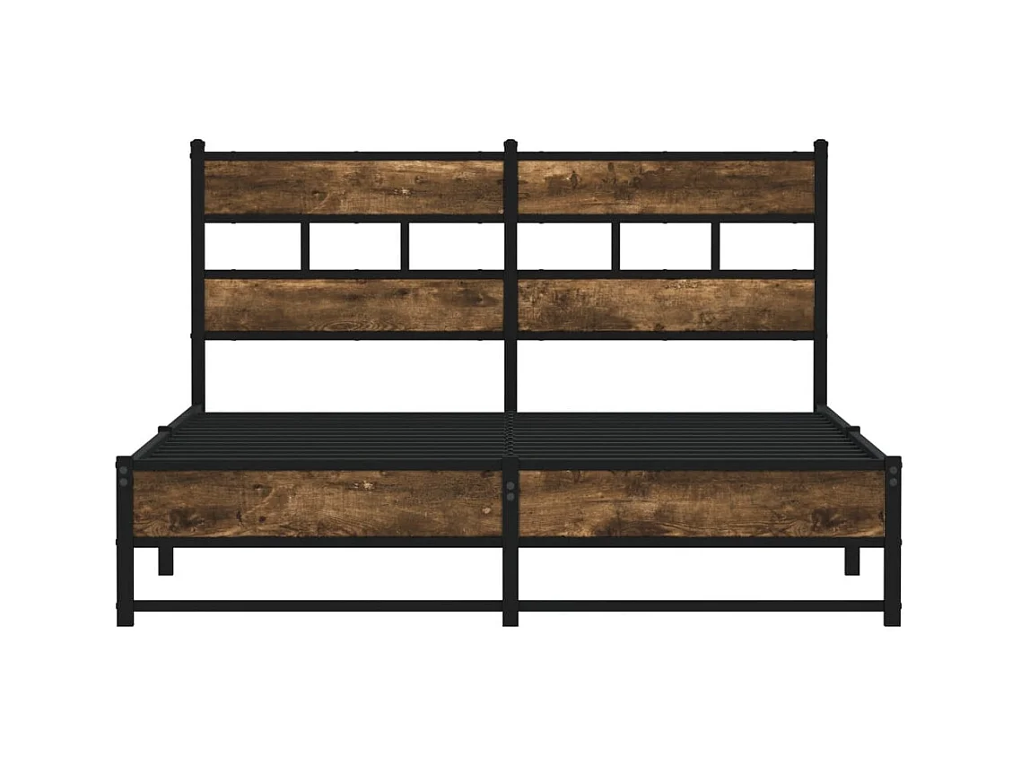 Cadre de lit en métal sans matelas chêne fumé 140x190 cm