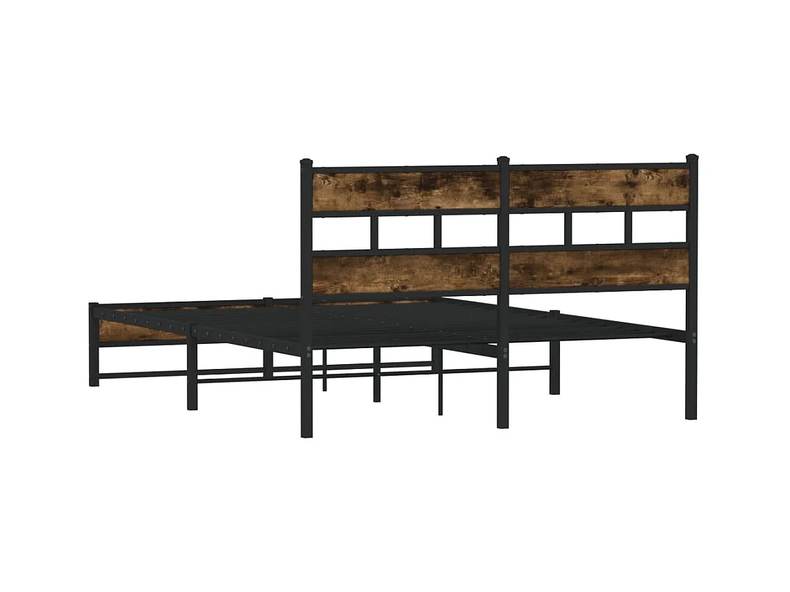 Cadre de lit en métal sans matelas chêne fumé 140x190 cm