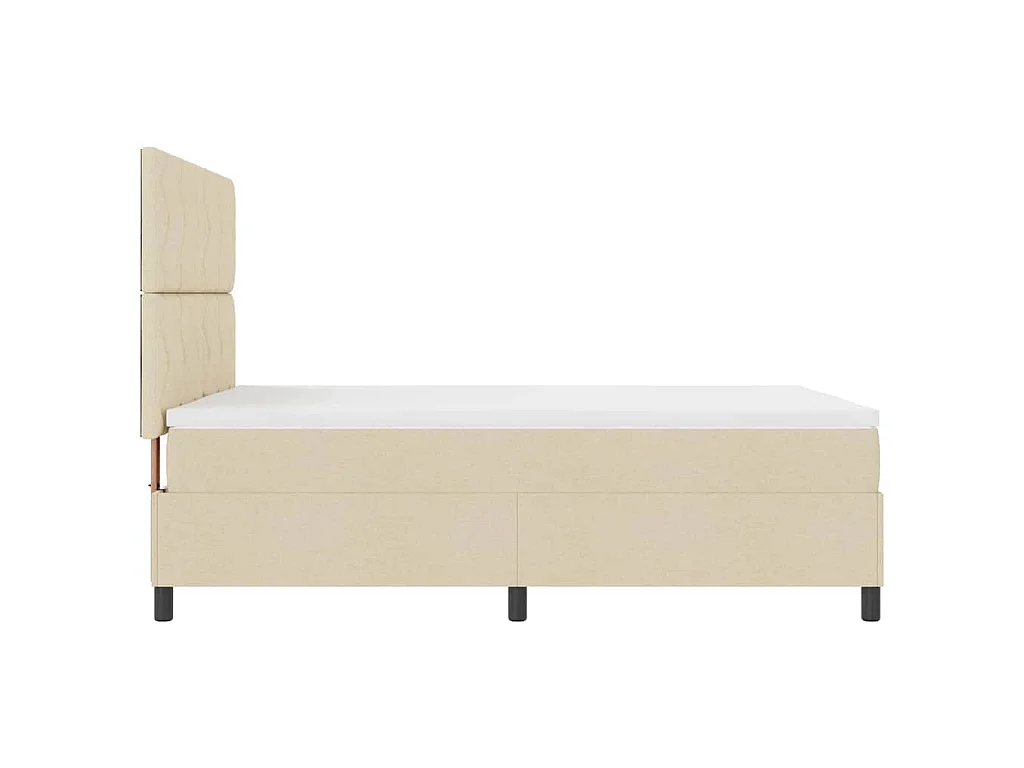 Lit à ressorts avec tête de lit Crème 140 x 200 cm tissu