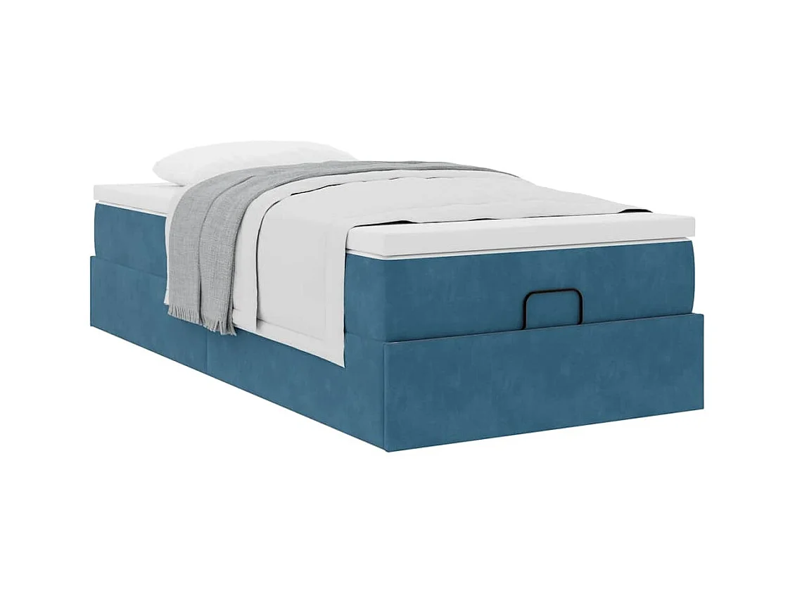 Ottoman-Bett mit Matratze Dunkelblau 90x200 cm Samt