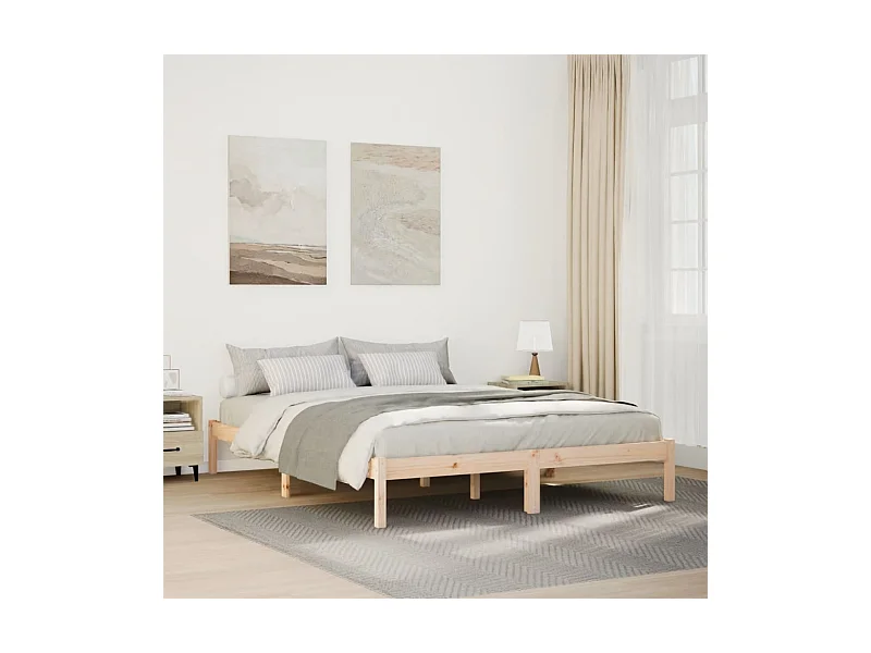 Cadre de lit extra long sans matelas 160x220 cm bois massif pin