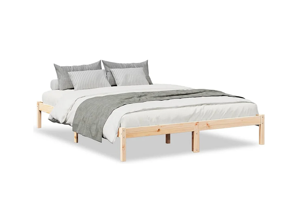 Cadre de lit extra long sans matelas 160x220 cm bois massif pin