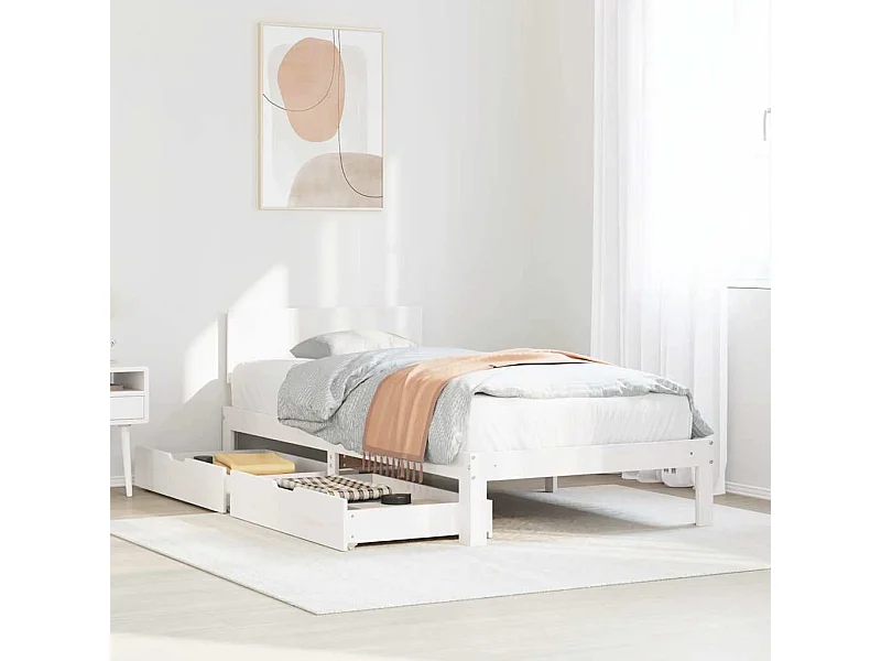 Estrutura de cama com gavetas 90x190 cm pinho maciço branco