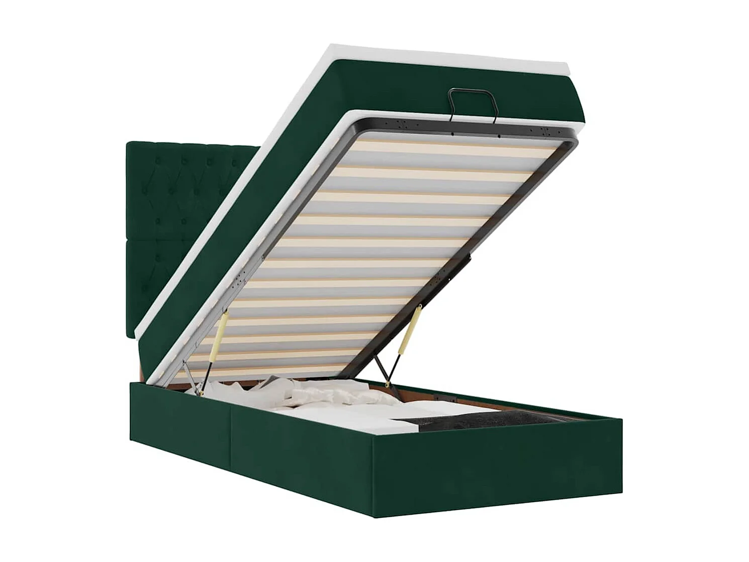 Ottoman-Bett mit Matratzen Dunkelgrün 90x200 cm Samt
