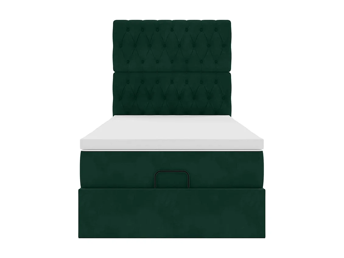 Ottoman-Bett mit Matratzen Dunkelgrün 90x200 cm Samt
