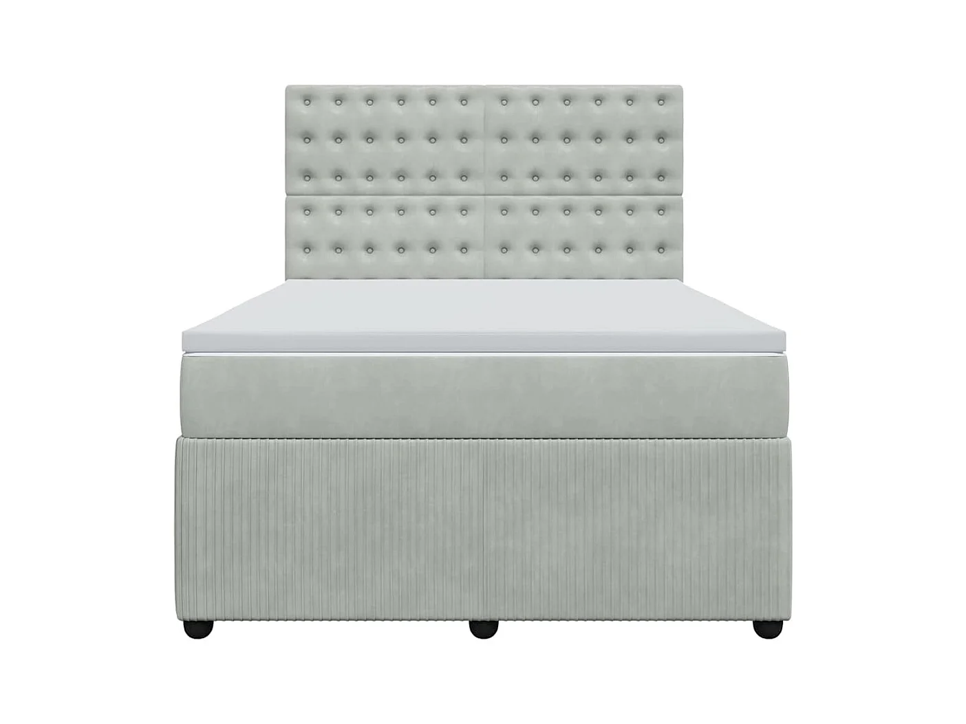 Sommier à lattes de lit et matelas Gris clair 140x190cm Velours