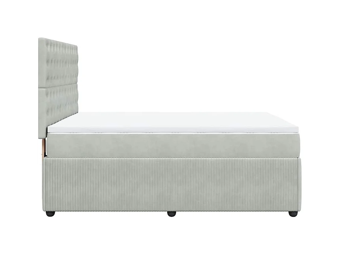 Sommier à lattes de lit et matelas Gris clair 140x190cm Velours