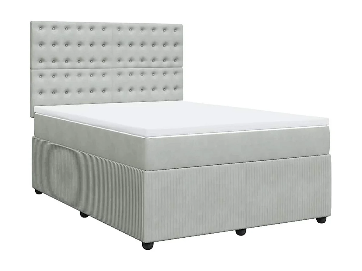 Boxspringbett mit Matratze Hellgrau 140x190 cm Samt