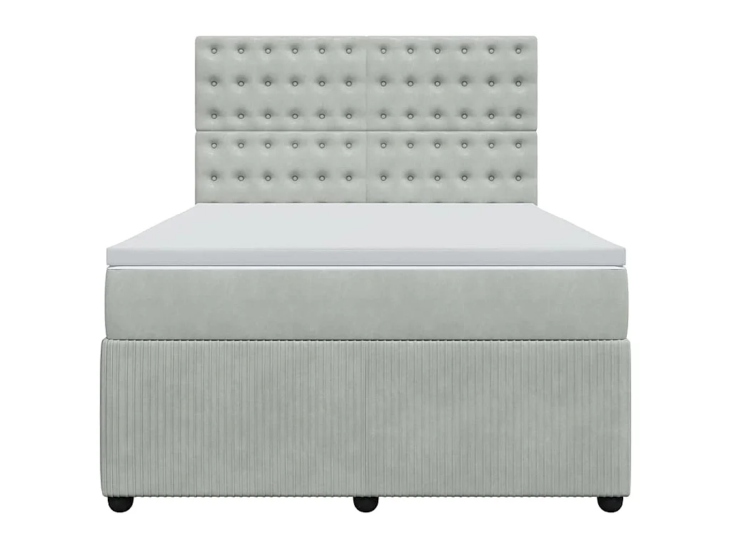 Boxspring met matras fluweel lichtgrijs 140x190 cm