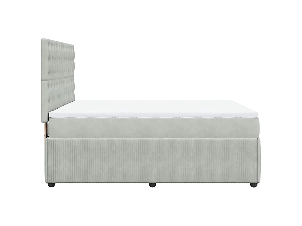 Boxspring met matras fluweel lichtgrijs 140x190 cm
