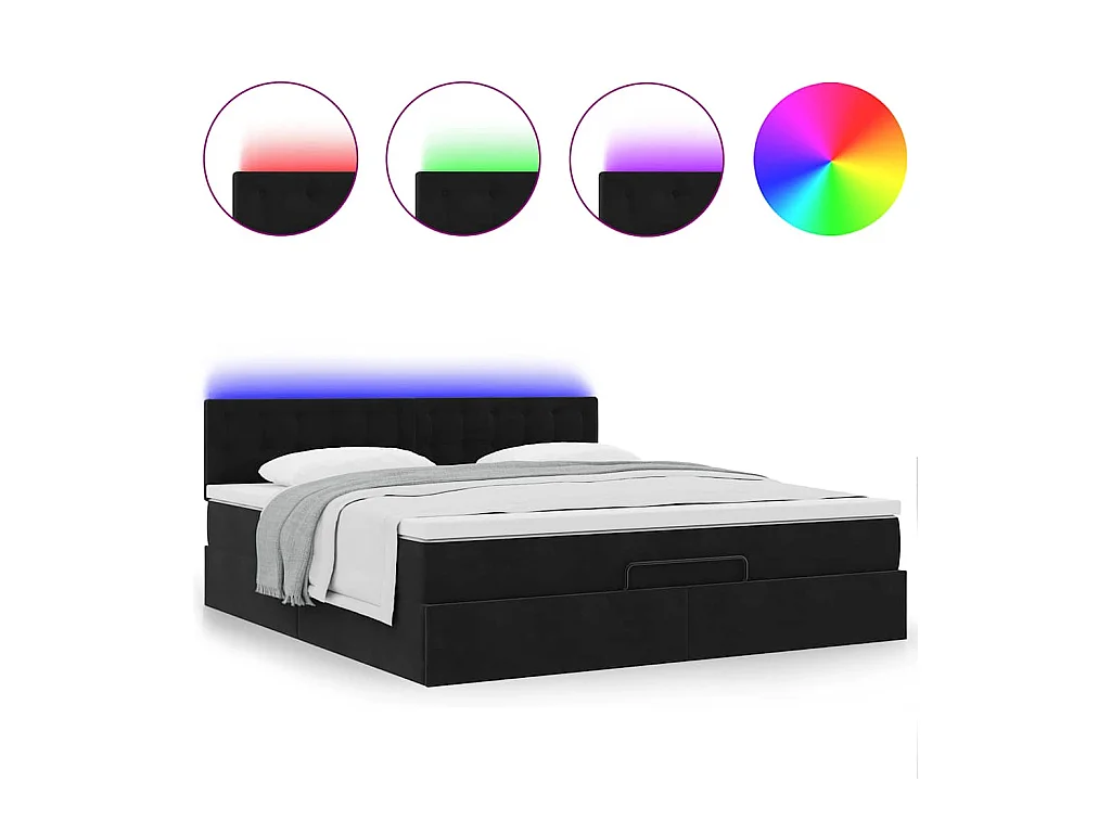 Cadre de lit ottoman avec matelas noir 160x200 cm velours