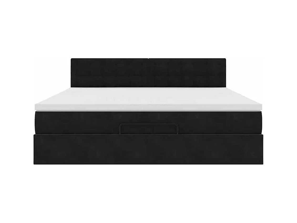 Ottoman-Bett mit Matratze & LEDs Schwarz 160x200 cm Samt