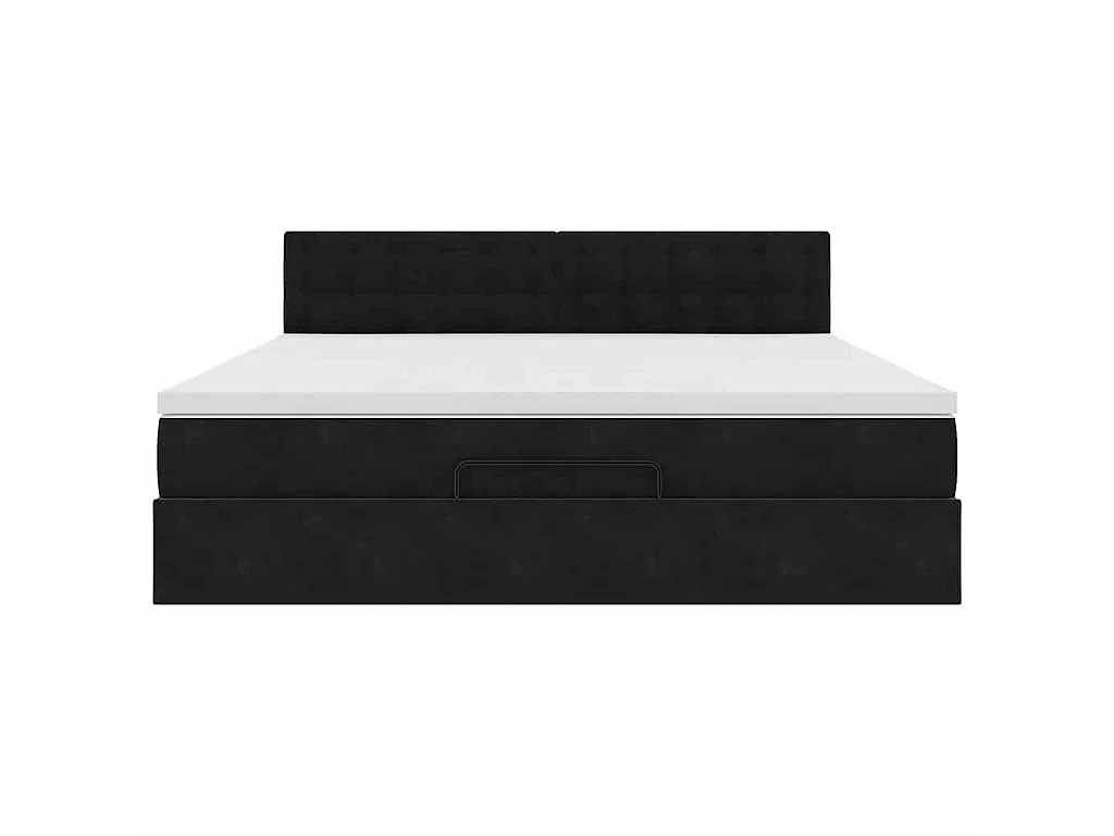 Cadre de lit ottoman avec matelas noir 160x200 cm velours