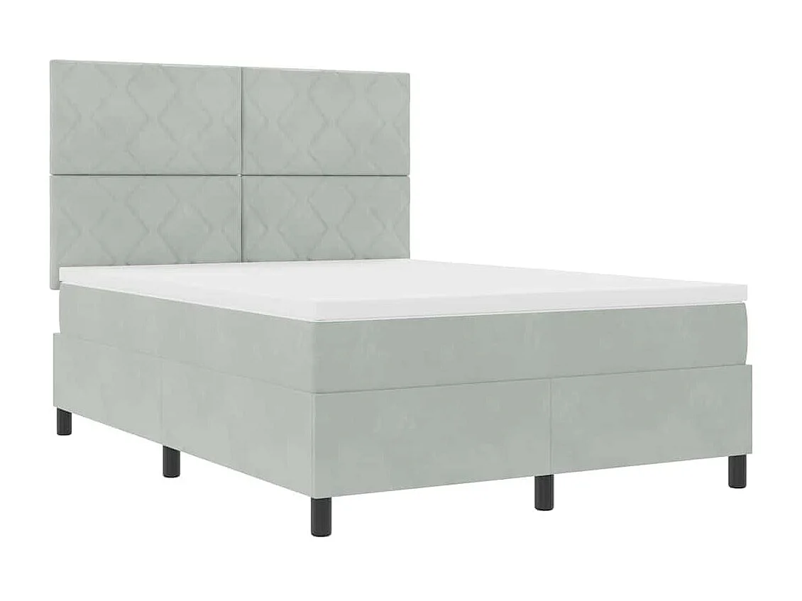 Lit à ressorts avec matelas Gris clair 160 x 200 cm Velours