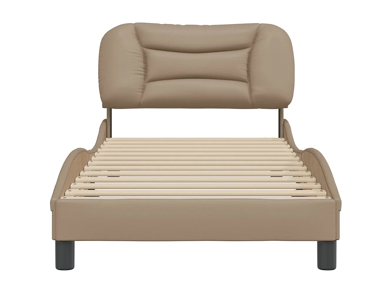 Estructura de cama sin colchón Hvar cuero sintético capuchino 90x200 cm