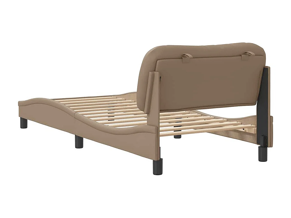 Estructura de cama sin colchón Hvar cuero sintético capuchino 90x200 cm