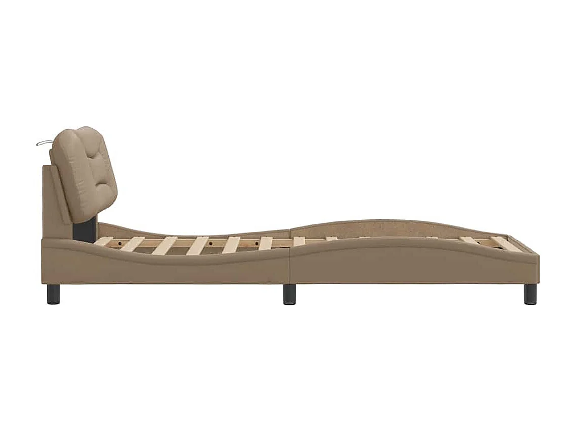 Estructura de cama sin colchón Hvar cuero sintético capuchino 90x200 cm