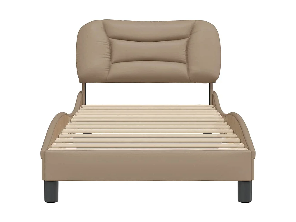 Estrutura de cama sem colchão Hvar 90x200 cm couro artificial cappuccino