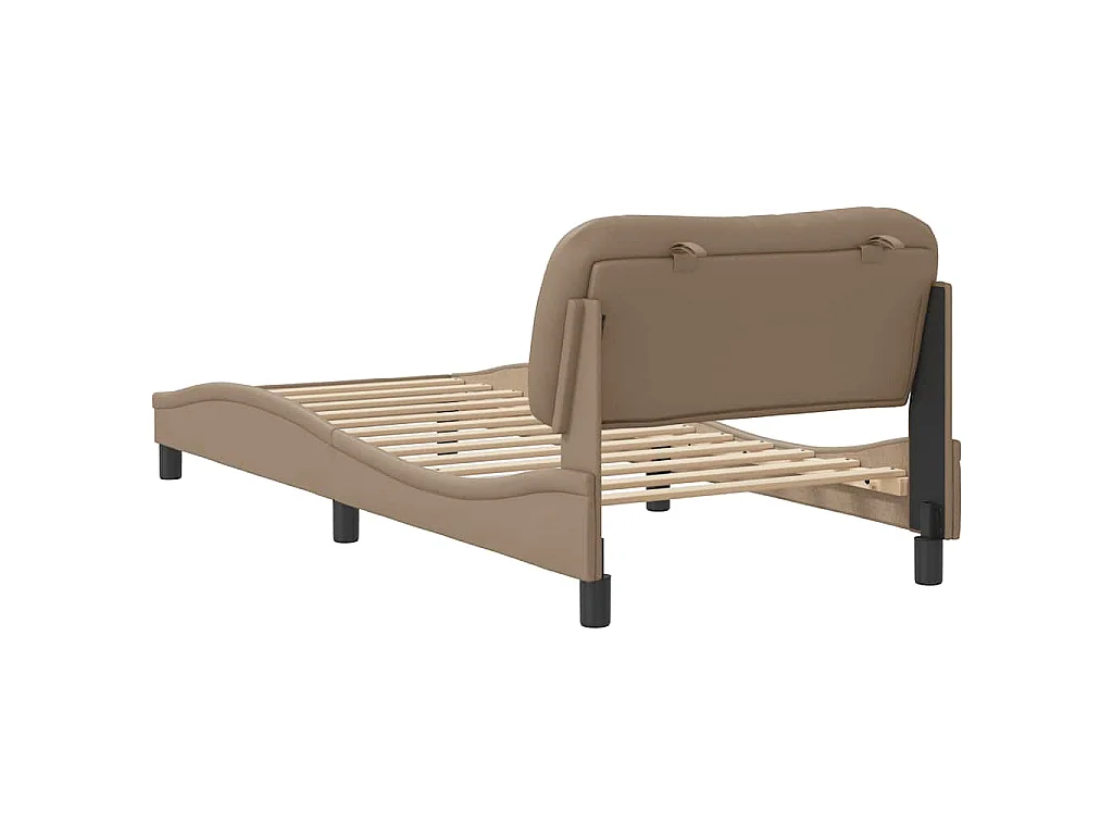 Estrutura de cama sem colchão Hvar 90x200 cm couro artificial cappuccino
