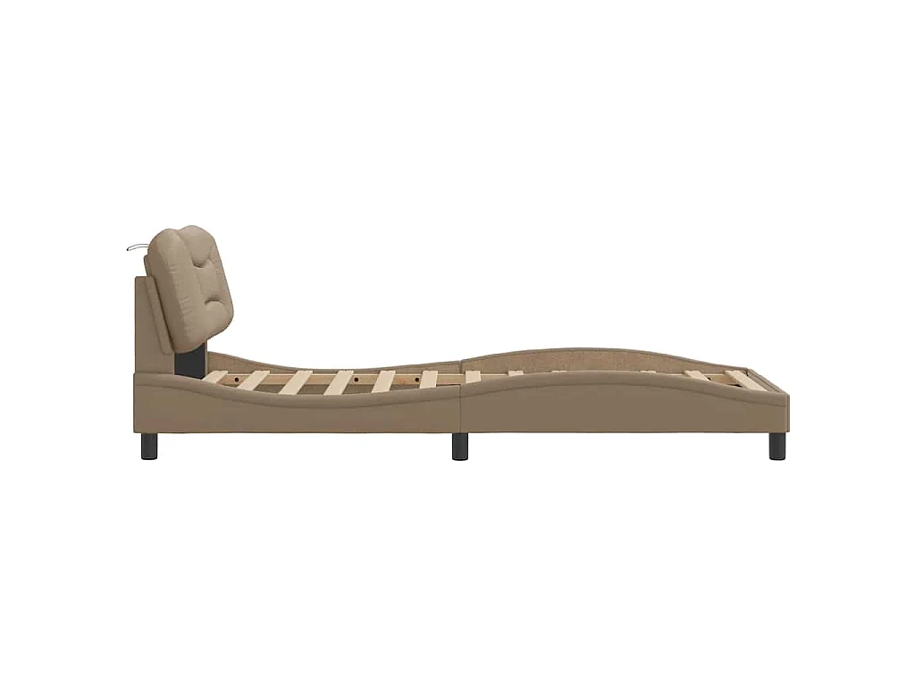 Estrutura de cama sem colchão Hvar 90x200 cm couro artificial cappuccino