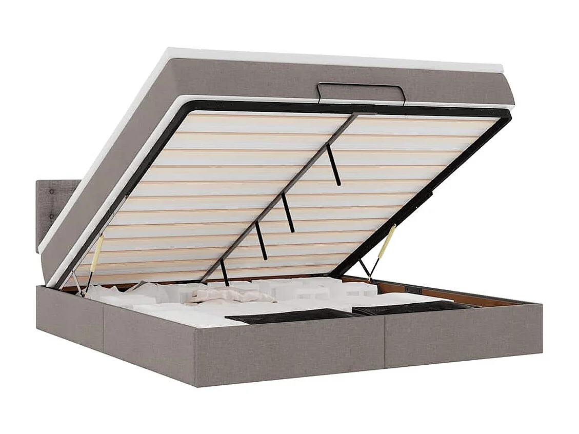 Bed poef met matras en LED's 180x200 cm stof taupe