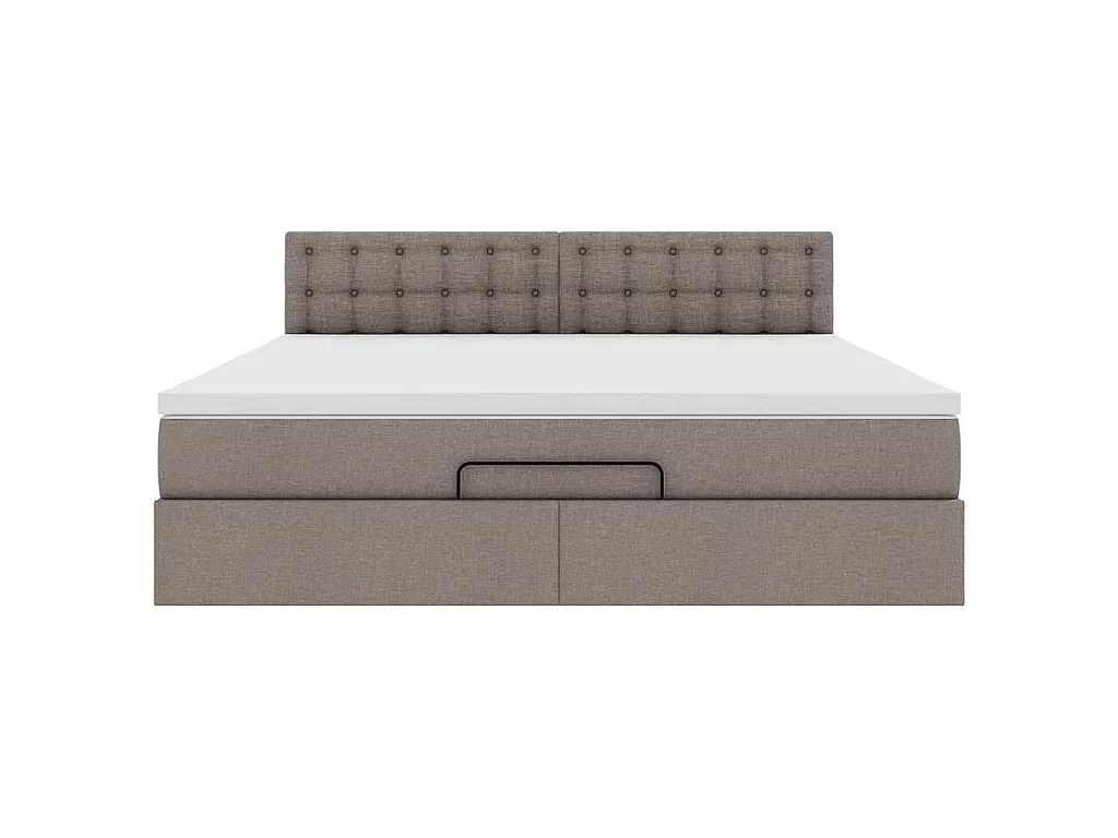 Pouf Letto con Materasso e LED Tortora 180x200cm in Tessuto