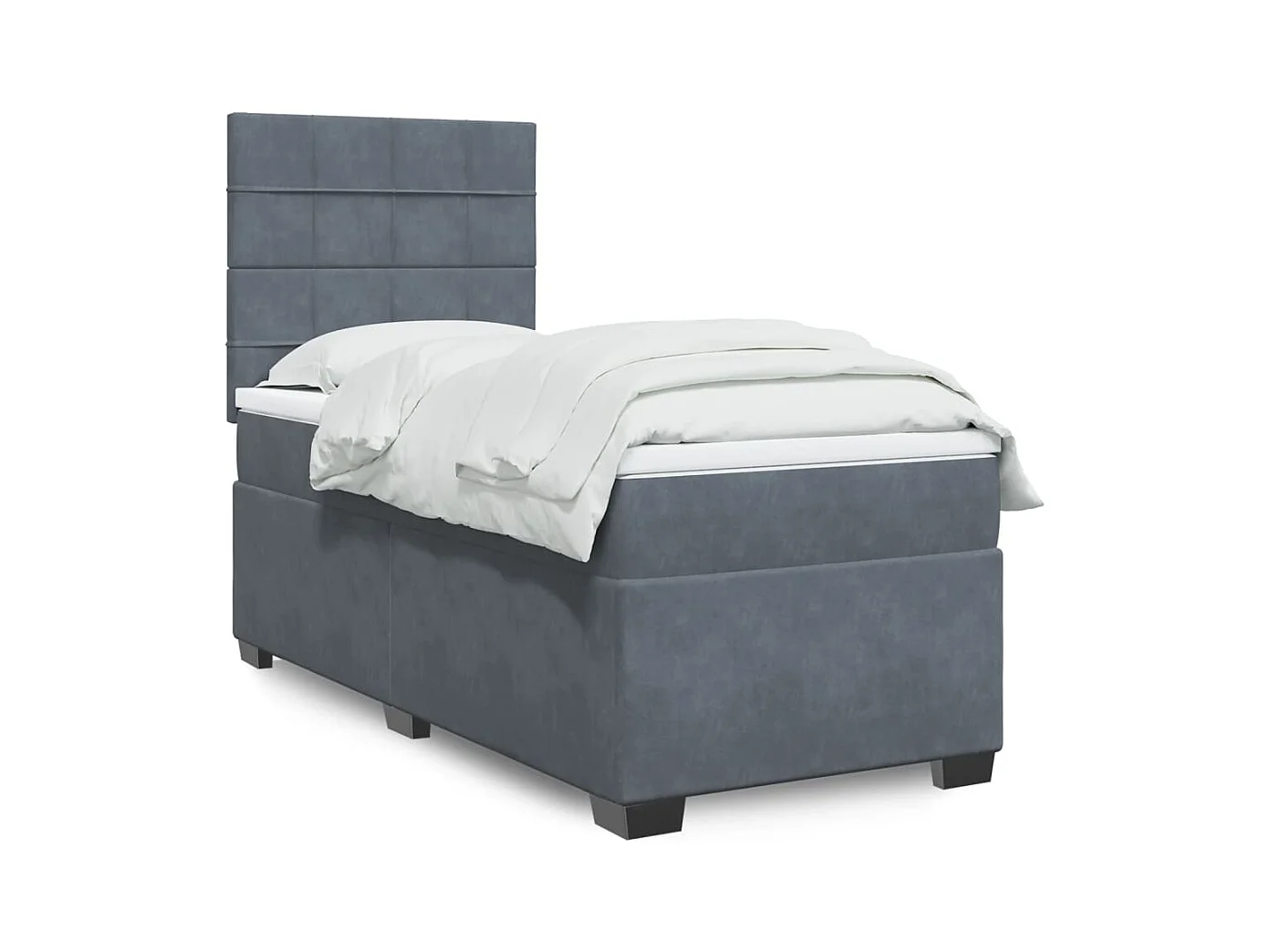 Sommier à lattes de lit et matelas Gris foncé 90x200 cm Velours