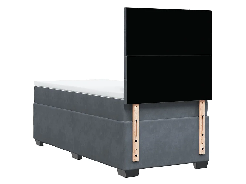Boxspring met matras fluweel donkergrijs 90x200 cm