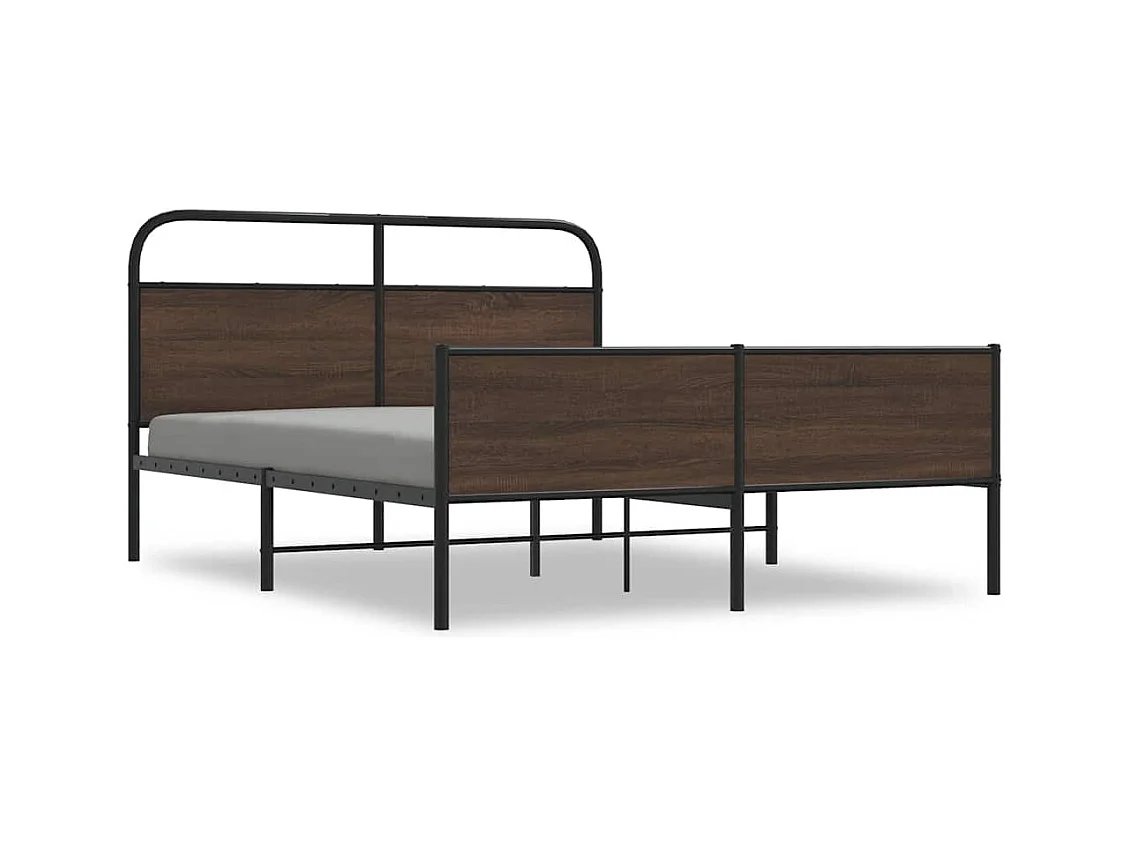 Cadre de lit en métal sans matelas chêne marron 160x200 cm