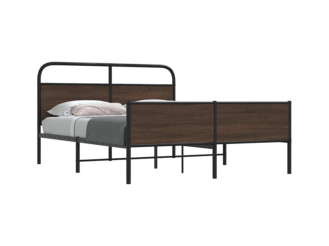 Cadre de lit en métal sans matelas chêne marron 160x200 cm