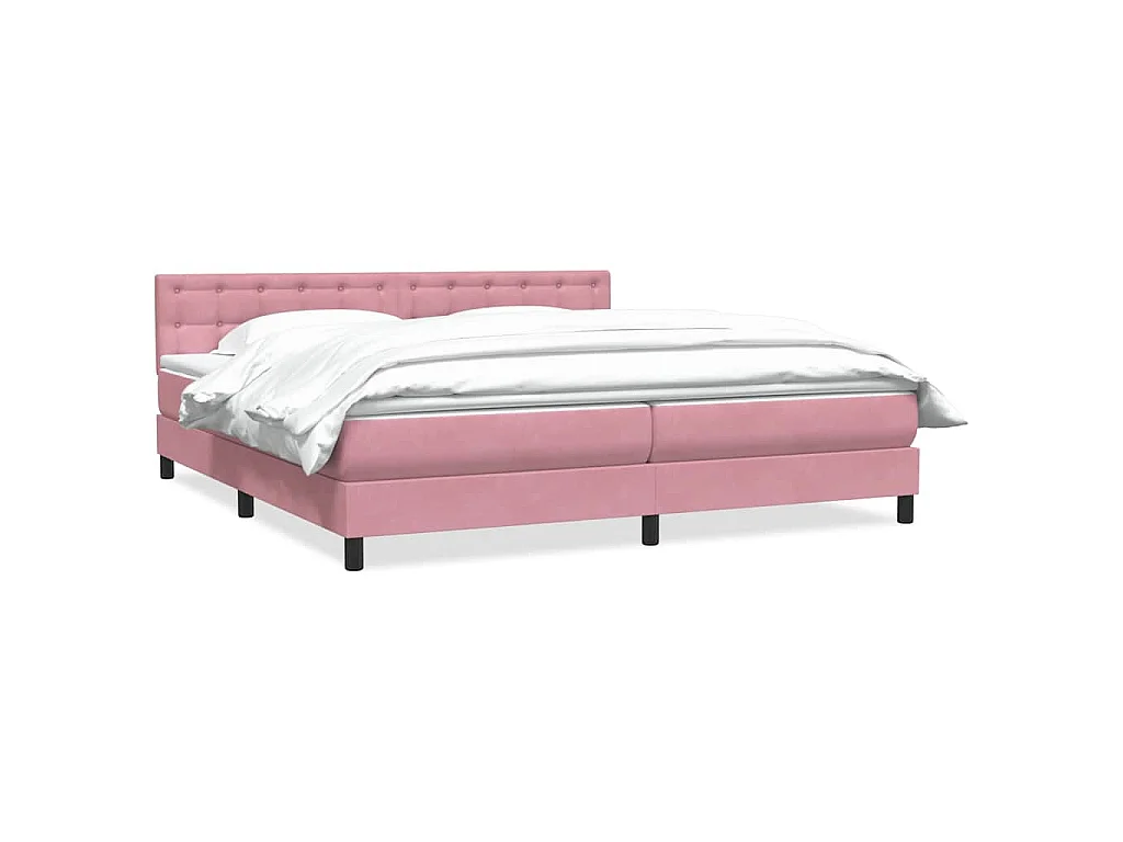 Boxspring met matras fluweel roze 180x210 cm