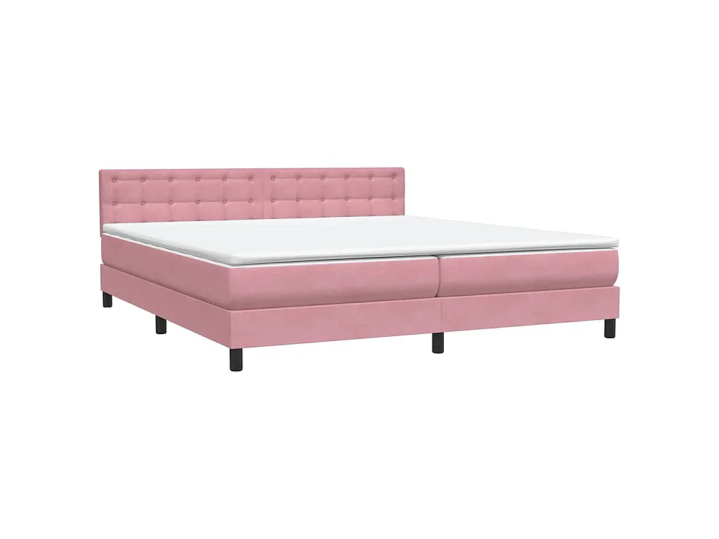 Boxspring met matras fluweel roze 180x210 cm