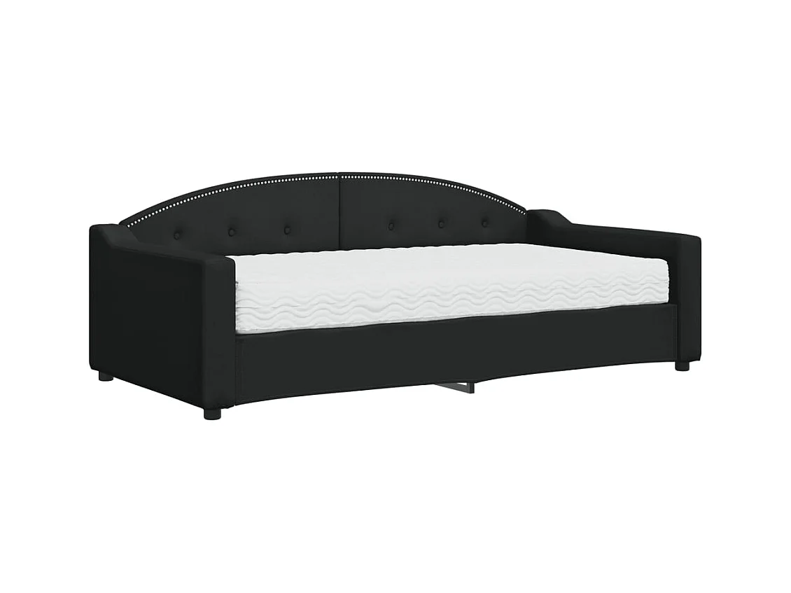 Lit de jour avec matelas noir 90x190 cm tissu