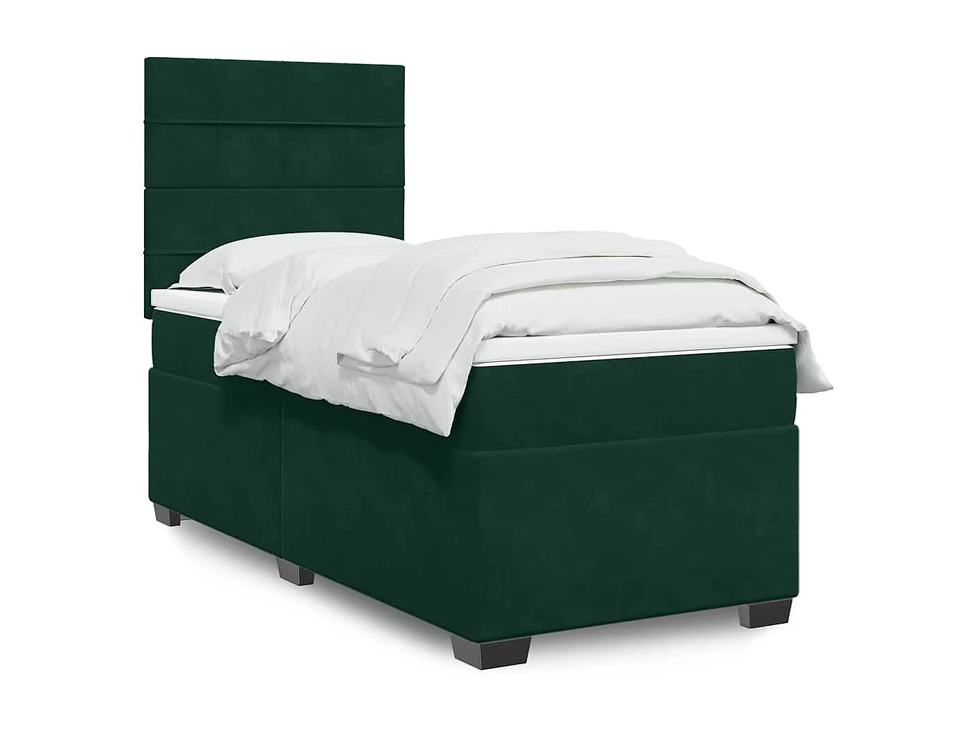 Boxspringbett mit Matratze Dunkelgrün 90x200 cm Samt