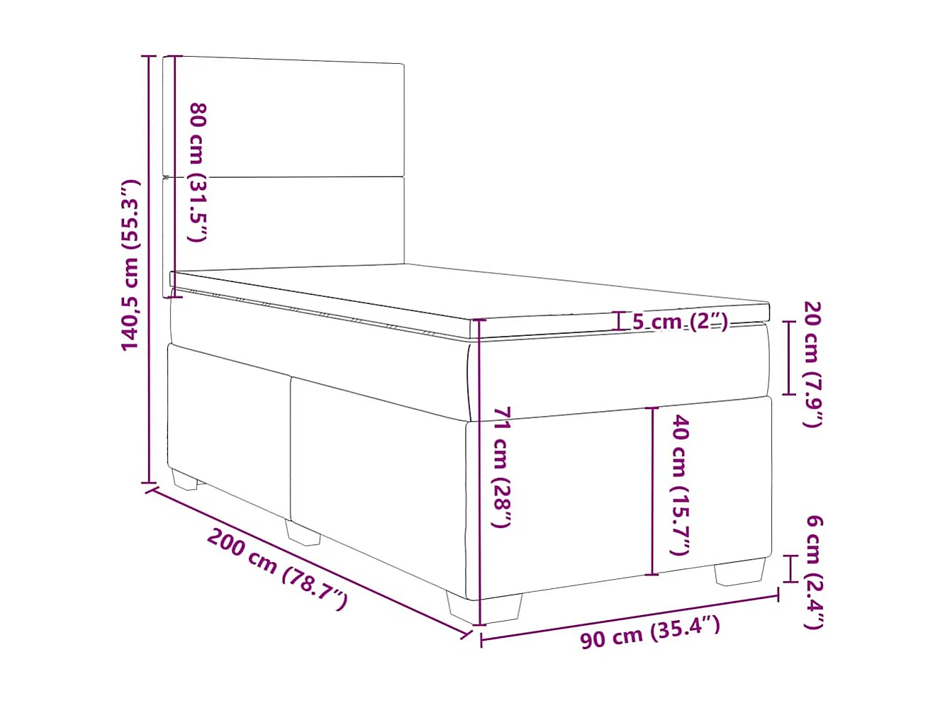Boxspringbett mit Matratze Dunkelgrün 90x200 cm Samt