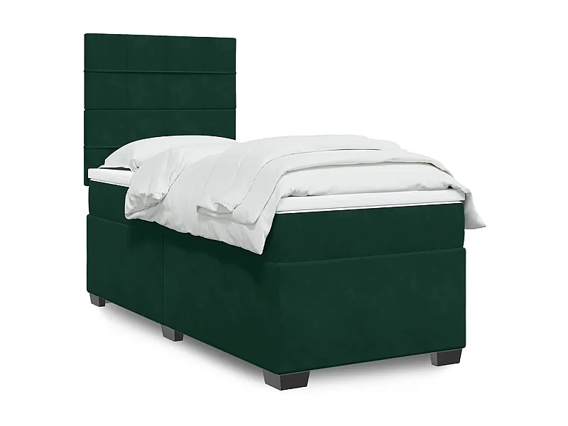 Giroletto a Molle con Materasso Verde Scuro 90x200 cm Velluto