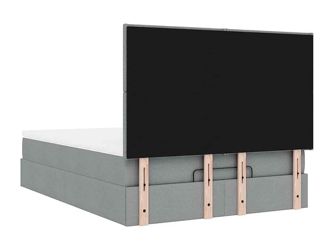 Cadre de lit ottoman et matelas gris clair 140x190 cm tissu