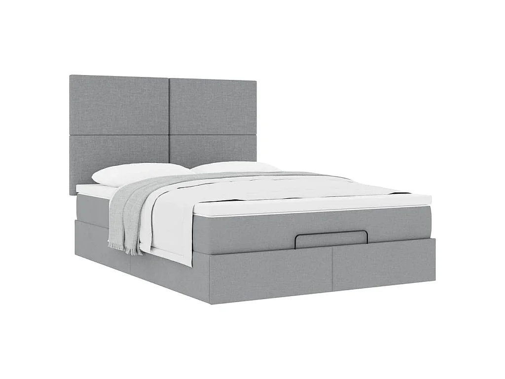Ottoman bed met matras 140x190cm stof lichtgrijs