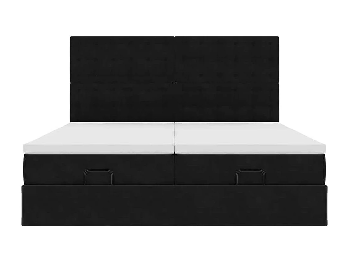 Estructura de cama otomana colchones terciopelo negra 160x200cm