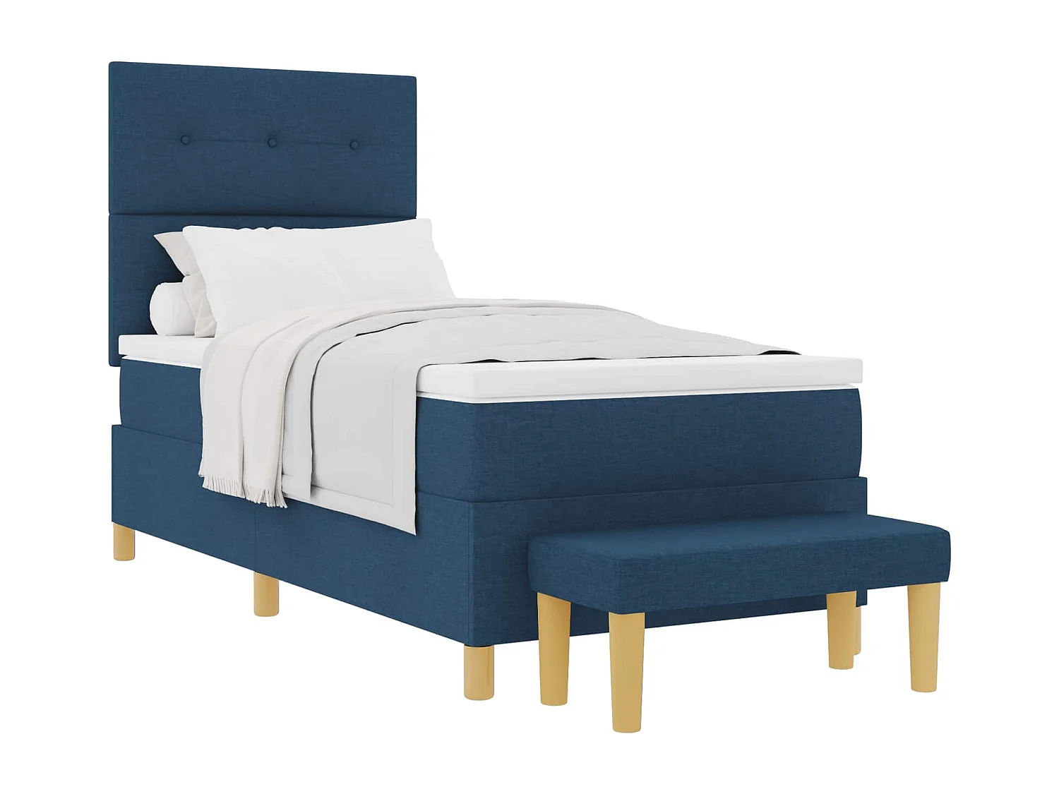 Lit à ressorts avec matelas Bleu 90 x 200 cm tissu