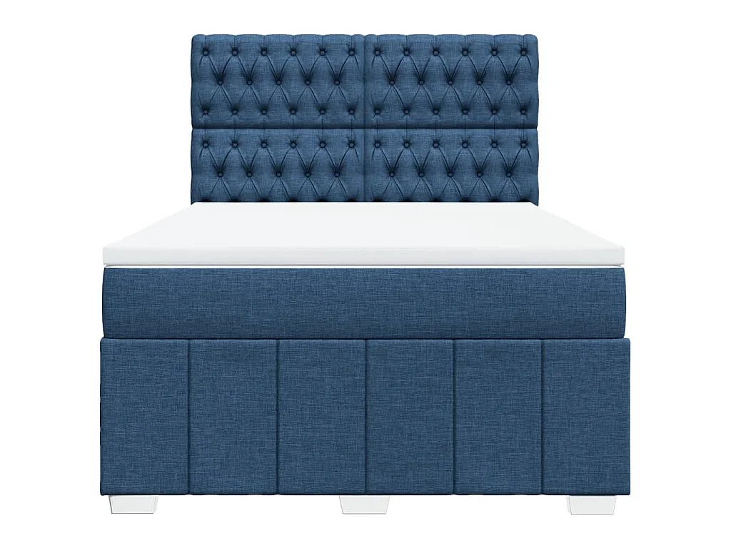 Cama com molas/colchão 160x200 cm tecido azul