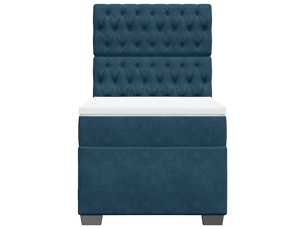 Cama boxspring com colchão 90x190 cm veludo azul