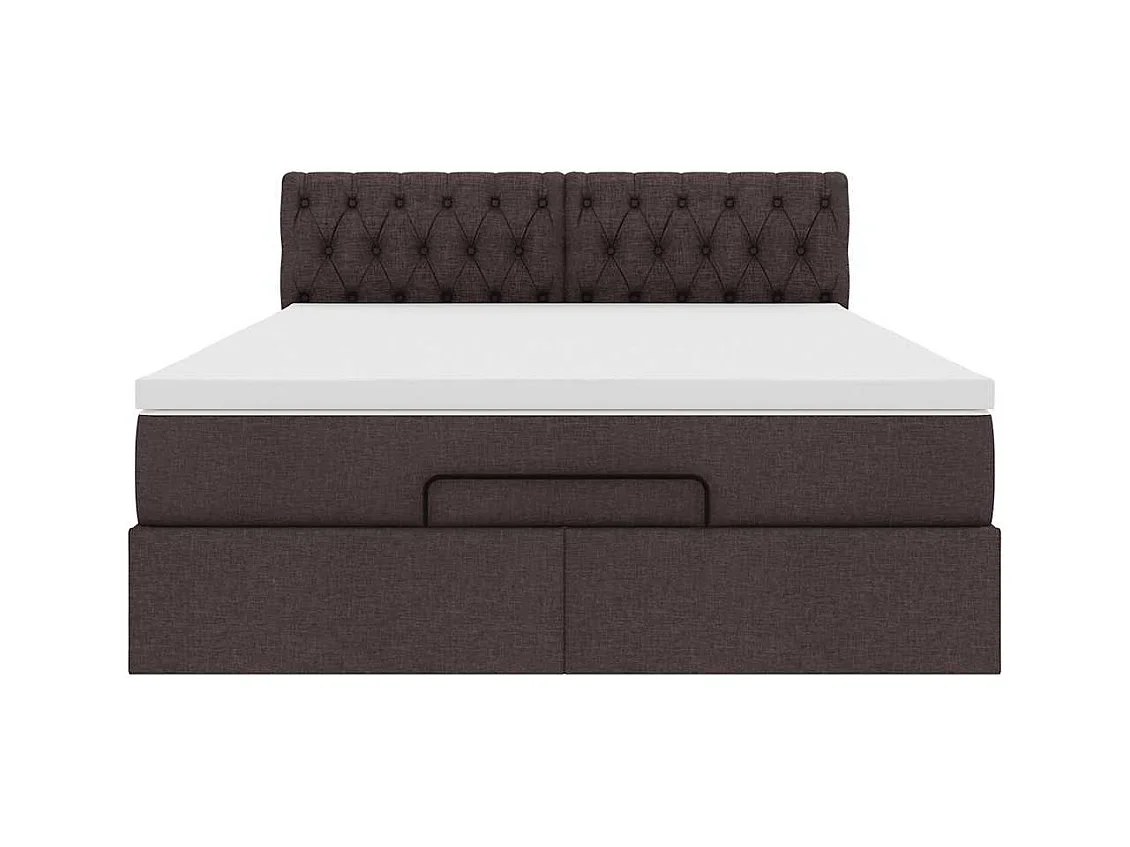 Ottoman-Bett mit Matratze & LEDs Dunkelbraun 140x200 cm Stoff