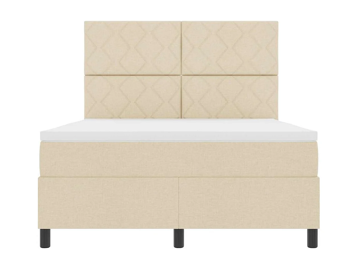 Lit à ressorts avec matelas Crème 140 x 190 cm tissu