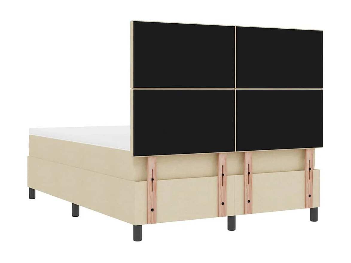 Lit à ressorts avec matelas Crème 140 x 190 cm tissu