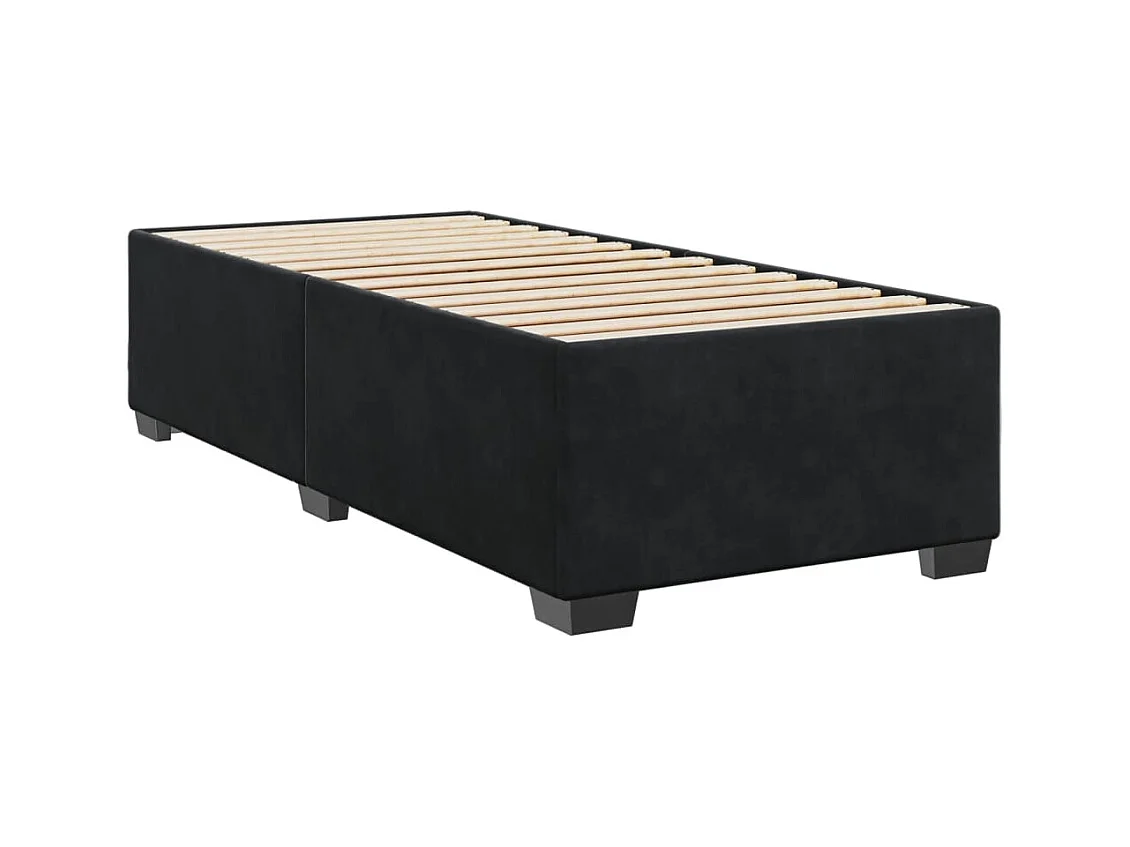 Sommier à lattes de lit avec matelas Noir 90x200 cm Velours