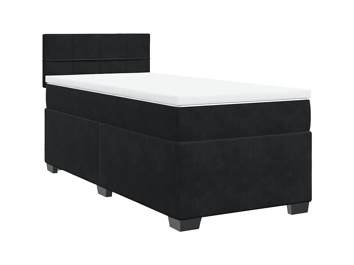 Sommier à lattes de lit avec matelas Noir 90x200 cm Velours