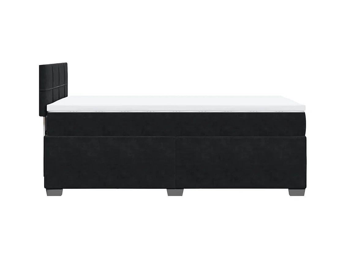 Sommier à lattes de lit avec matelas Noir 90x200 cm Velours